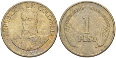 Колумбия 1 песо 1979 Симон Боливар KM 258.2 медно-никель 77-1037