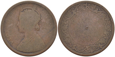 Британская Индия 1/4 анна 1862 Виктория (1837-1901) KM 467 медь 31-1023