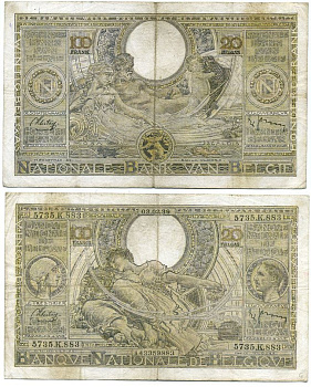 БЕЛЬГИЯ 100 ФРАНКОВ 1939 Pick 107 бумага 444-79-2