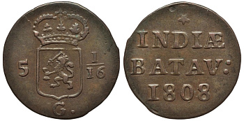 Нидерландская Восточная Индия 1 дуит 1808 Батавская Республика (1799-1806) KM 76 медь 190-616