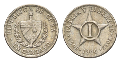 Куба 1 сентаво 1946 KM 9.2 медно-никель 4636-655