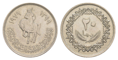 Ливия 20 дирхамов 1979 KM 21 сталь плакированная медно-никелем 4544-1024