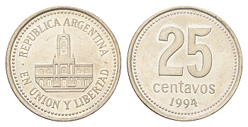 Аргентина 25 сентаво 1994 KM 110a медно-никель UNC 4662-814
