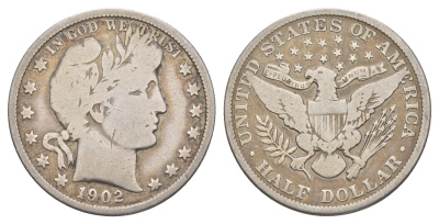США 1/2 доллара (50 центов) 1902 50 центов Барбера KM 116 серебро    5010-1624