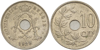 БЕЛЬГИЯ 10 САНТИМОВ 1926 BELGIE KM 86 медно-никель 4544-1222