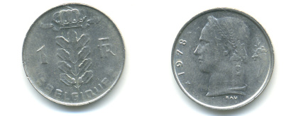 БЕЛЬГИЯ 1 ФРАНК 1978 BELGIQUE KM 142.1 медно-никель 86-1337