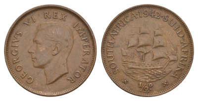 ЮАР 1/2 пенни 1942 KM 24 бронза 4637-351