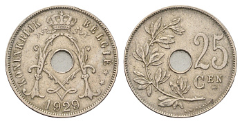 Бельгия 25 сантимов 1929 Belgie, Альберт I (1909-1934) KM 69 медно-никель 4704-314