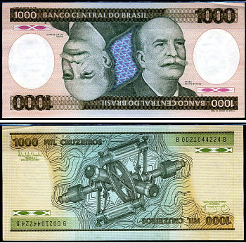 Бразилия 1000 крузейро ND (1981-1986) Центральный банк Бразилии, Жозе Мария да Силва Параньос Pick 201 d бумага aUNC 7148-27-2-2