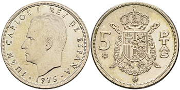 Испания 5 песет 1975 (80) Хуан Карлос I (1975-2014) KM 807 медно-никель UNC 4591-1026