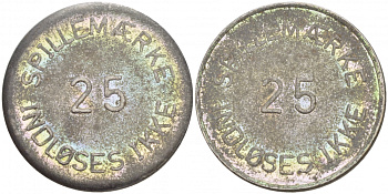 ДАНИЯ ЖЕТОН ИГРОВОЙ ND ЯРМАРКА РАЗВЛЕЧЕНИЙ, SPILLEMAERKE, 25 INDLOSES IKKE белый металл 4544-941