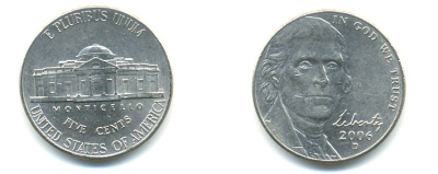 США 5 центов 2006 D, Джефферсон KM 381 медно-никель UNC 179-821