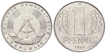 ГДР 1 пфенниг 1975 А KM 8.1 алюминий 4615-1258