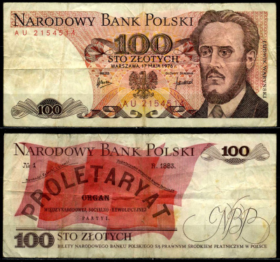 Польша 100 злотых 1976 Людвиг-Фаддей Варынский, манифест социал-революционной партии Pick 143 b бумага 6278-54-2-2