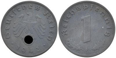 ГЕРМАНИЯ 1 РЕЙХСПФЕННИГ 1942 F KM 97, J. 369 цинк 188-1039