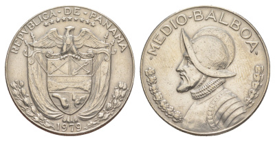 Панама 1/2 бальбоа (50 сентесимо) 1979 редкий год KM 12b медь плакированная медно-никелем 4634-1124