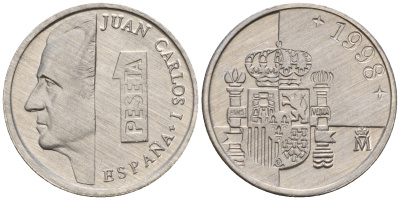 Испания 1 песета 1998 Хуан Карлос I KM 832 алюминий    4160-332