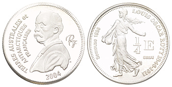 Франция 1/4 евро 2004 Французская Гвиана, ESSAI (пробник), тираж 2000 экземпляров X E11 серебро PROOF 441-622