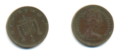 Великобритания 1 пенни 1971 Елизавета II (1952-2022) KM 915, Spink 4237 (B1) бронза 177-569