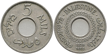Израиль, Палестина 5 милсов 1935 Британская администрация KM 3 медно-никель 83-1413