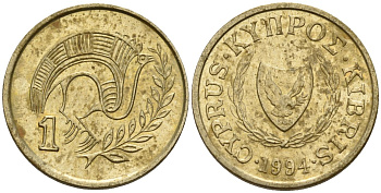 Кипр 1 цент 1994 KM 53.3 никель латунь 4174-1157
