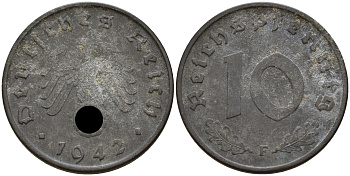 Германия 10 рейхспфеннигов 1942 F J.371 KM 101 цинк    4603-411