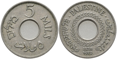 Израиль, Палестина 5 милсов 1935 Британская администрация KM 3 медно-никель 83-1413