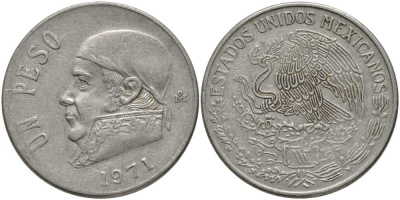 Мексика 1 песо 1971 Хосе Мария Морелос KM 460 медно-никель 109-946