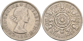 Великобритания 2 шиллинга (флорин) 1965 Елизавета II (1952-2022) KM 906, Spink 4146 медно-никель 4117-1032