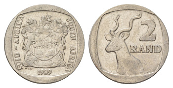ЮАР 2 ранда 1989 KM 139 медь плакированная никелем 4626-941