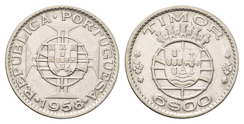 Португальский Тимор 6 эскудо 1958 год-тип KM 15 серебро 4671-824