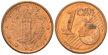 Сан-Марино 1 евроцент 2004 R KM 440 сталь плакированная медью aUNC 4618-667