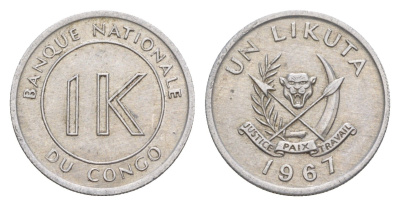 ДР Конго 1 ликута 1967 KM 8 алюминий 4618-1241