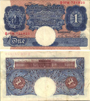 Англия 1 фунт ND (1940-1948) подпись Peppiatt Pick 367 а бумага 7218-55-3