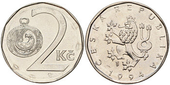 Словакия 2 кроны 1994 KM 9 сталь плакированная никелем 4152-915