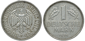 ФРГ 1 МАРКА 1956 F J 385, KM 110 медно-никель 72-635