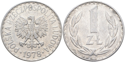 Польша 1 злотый 1978 MW KM 49.1, Parchimowicz 213p алюминий 3856-641