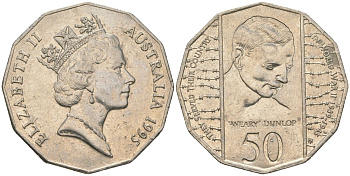 Австралия 50 центов 1995 50 лет со дня окончания Второй Мировой войны KM 294 медно-никель aUNC 4157-911
