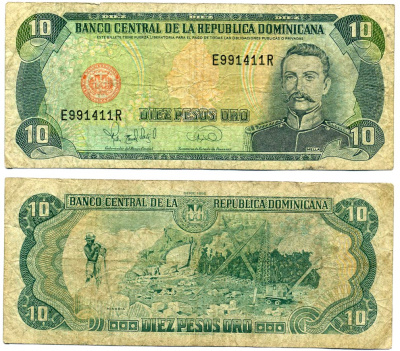Доминиканская Республика 10 песо 1995 Рамон Мелья Pick 148а бумага F 7222-30-3-2