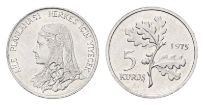 Турция 5 курушей 1975 ФАО - Планирование семьи KM 906 алюминий UNC 4674-1047