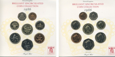 Великобритания набор из 8 монет 1986 БУКЛЕТ, СЕРТИФИКАТ UNC 7-4-74