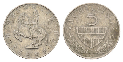 Австрия 5 шиллингов 1974 KM 2889a медно-никель 202-611