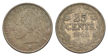 Либерия 25 центов 1968 KM 16a.2 медно-никель 4641-1245