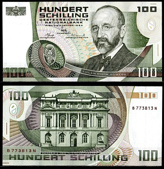 Австрия 100 шиллингов 1984 Ойген Бем фон Баверк Pick 150 (1) бумага UNC (пресс) 451-1082-3