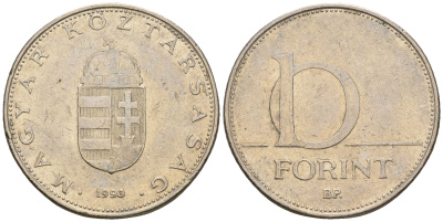 Венгрия 10 форинтов 1993 KM 695 латунь плакированная медно-никелем 259-244