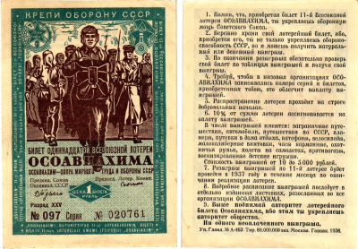 СССР 1 рубль 1936 Одиннадцатая всесоюзная лотерея Осоавиахима 2195-46-1-2