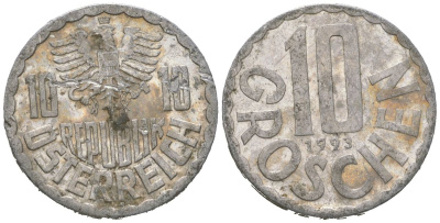 Австрия 10 грошей 1993 KM 2878 алюминий 4621-514