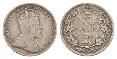 Канада 25 центов 1903 Эдуард VII (1901-1910) KM 11 серебро 1518-1542