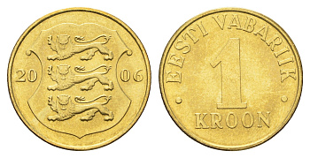 Эстония 1 крона 2006 KM 35 латунь UNC 4666-644