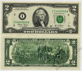 США 2 доллара 2003 Миннеаполис, штат Миннесота I, Томас Джефферсон, принятие декларации независимости Pick 516a бумага UNC (пресс) 447-81-3